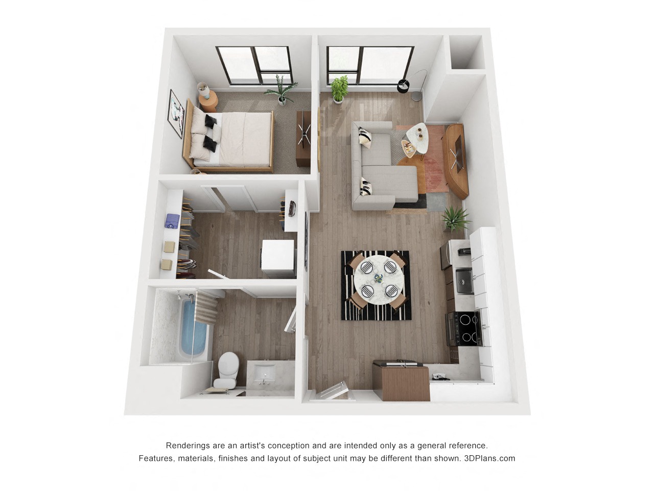 One bedroom floor plan The Mansion_B1